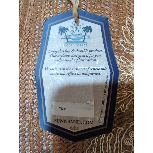 Sun 'N' Sand Woven Poly Straw Beach Tote Bag Faux Leather Handles Embroidered - Picture 4 of 15